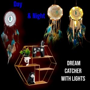 New Handmade Feathered Dream Catcher With Lights